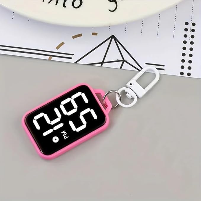 Wishbone LED Digital Display Keychain Pocket Watch | Mini Square Electronic Clock with Keyring | Portable Digital Timepiece for Kids, Students | Stylish Gift for Birthday, School & Travel