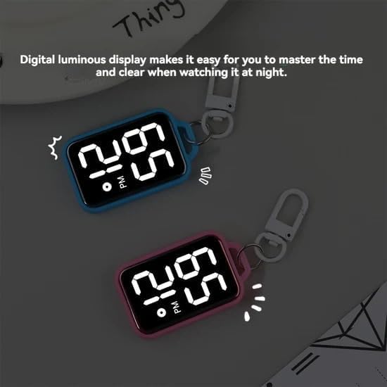 Wishbone LED Digital Display Keychain Pocket Watch | Mini Square Electronic Clock with Keyring | Portable Digital Timepiece for Kids, Students | Stylish Gift for Birthday, School & Travel