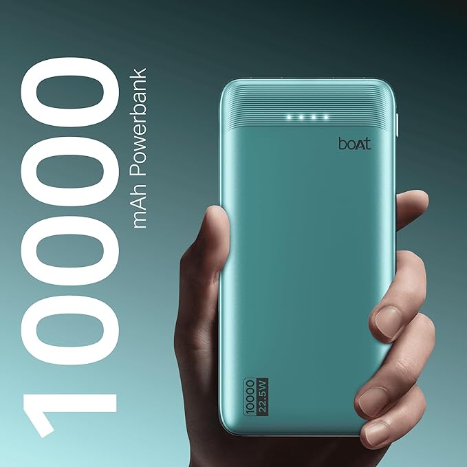10000mAh Power Bank with 22.5W Fast Charging, 3X Output Ports, Supports Android, iPhone, Tablets, Earbuds (Cerulean Blue)
