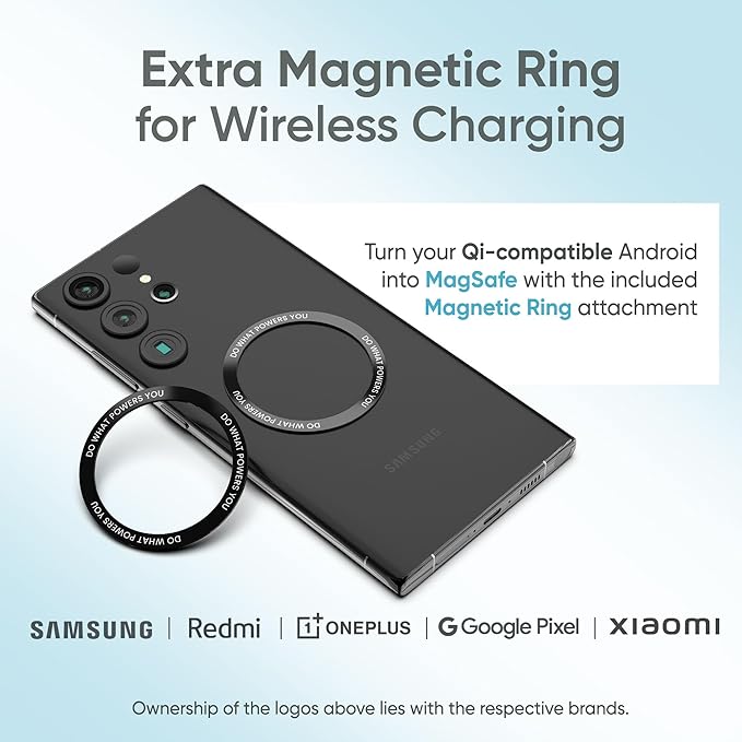 Ambrane Magsafe Wireless 10000Mah Fast Charging USB Type-C Input Power Bank, Strong Magnet, 22.5W Output For iPhone 12 & Above, Android & Other Qi Enabled Devices + Magnetic Ring