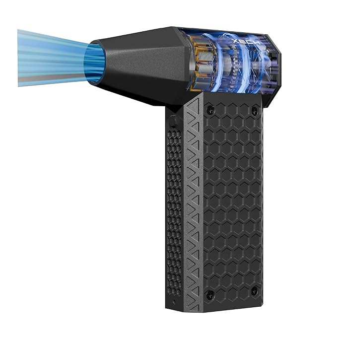 XECH Mini Handheld High Speed Air Duster 140000 RPM, Rechargeable Type-C, for Cleaning Computers, Cars, Backyard and Home Appliances, Cordless & Compact, Adjustable