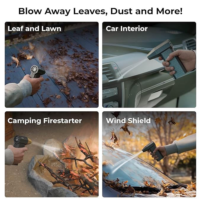 XECH Mini Handheld High Speed Air Duster 140000 RPM, Rechargeable Type-C, for Cleaning Computers, Cars, Backyard and Home Appliances, Cordless & Compact, Adjustable