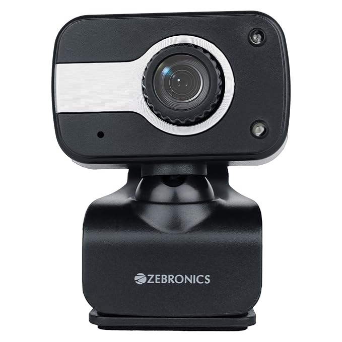 Zebronics Zeb-Crystal Clear Web Camera, 0.3 MP with USB with 3P Lens,Built-in Microphone,Auto White Balance,Night Vision and Manual Switch for LED