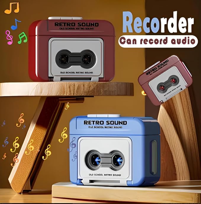 Keychain Retro Sound Mini Voice Recorder Style,Cute Portable Audio Recording Device, Design for Bag, Car and Bike