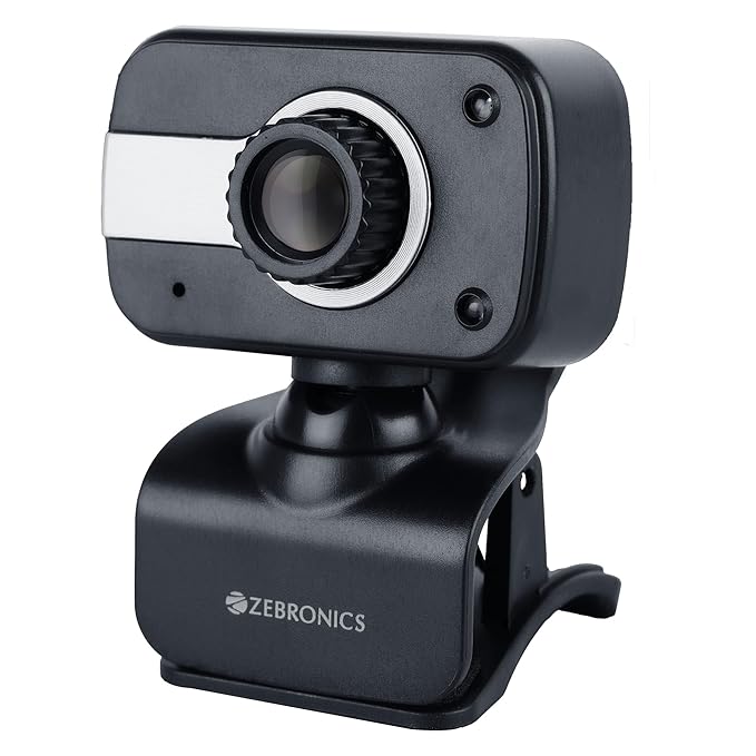 Zebronics Zeb-Crystal Clear Web Camera, 0.3 MP with USB with 3P Lens,Built-in Microphone,Auto White Balance,Night Vision and Manual Switch for LED