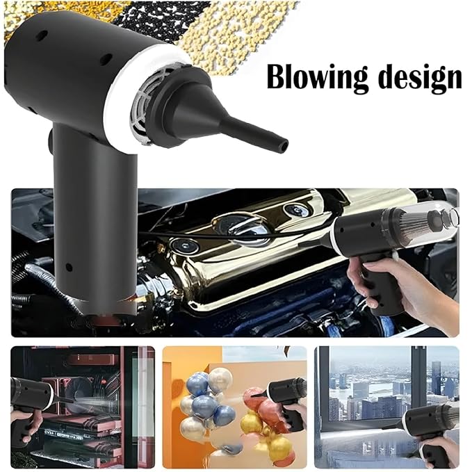 3 in 1 Cordless Vacuum Cleaner with Air Blower and Duster | Rechargeable Handheld Vacuum for Car Home Keyboard Cleaning | Powerful Suction Lightweight Interior Cleaning Tool