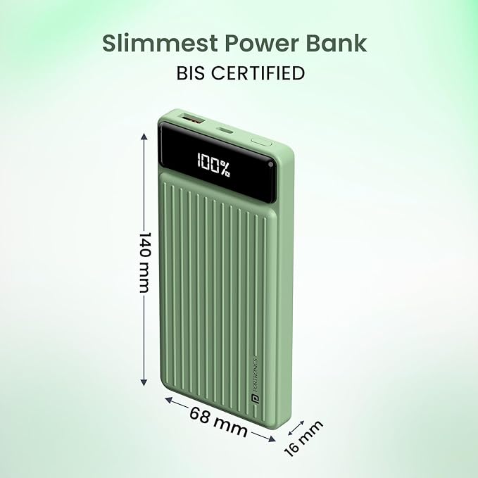 10000 mAh 22.5W Fast Charging Power Bank, Ultra Slim Power Bank with Mach USB-A Output, Type C PD Output, Type C Input, Wake Up Button