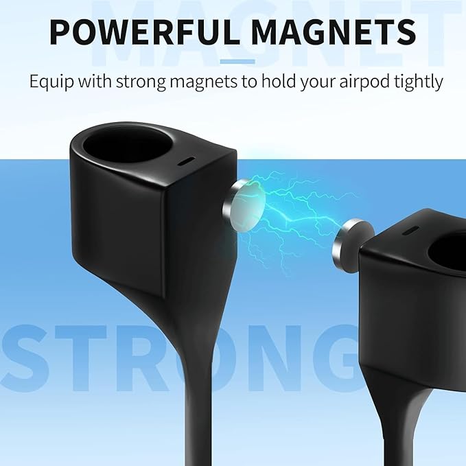 Sounce Anti-Lost Magnetic String Silicone Cable Strap for Apple Airpods 3rd Gen, Airpods 1 & 2, Airpods Pro Soft Neck Rope Cord
