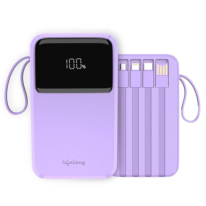Lifelong Electronics 20000mAh 22.5W Fast Charging Power Bank | 3 Inputs (in-Built USB Cable + Lightning + Type-C Port) | 6 Outputs (3 in-Built Cables + 1 Type-C Port + 2 USB Ports) | QC 3.0 Powerbank