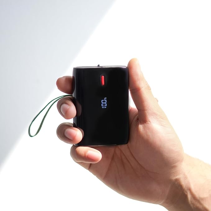 10000 Mah 22.5W USB Type C Pocket Size Power Bank with Compact & Lightweight Design,LED Battery Display,12 Layer Smart IC Protection & Smart Power Management(Carbon Black)